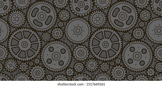 Gears seamless background. Business, industry, technology concept. Vector