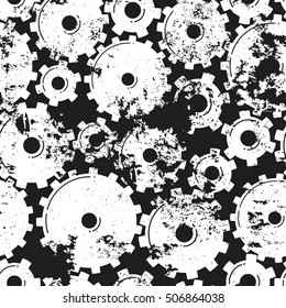 Patrón sin soldadura de los engranajes. Fondo mecánico de niebla. Ilustración del vector