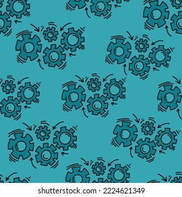 Gears seamless pattern. Vector background. Vector seamless pattern for children, fabrics, clothes, wallpaper, nursery. Hand drawing
