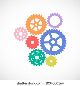 Gears set. Cogwheel icon. Background with connected gears. Vector illustration