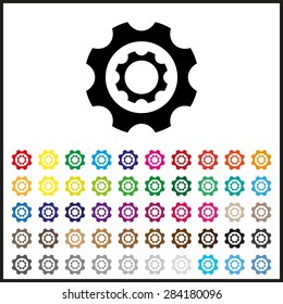 gears set of colored icons 