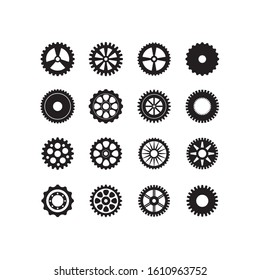 Gears set design, construction work repair machine part technology industry and technical theme Vector illustration