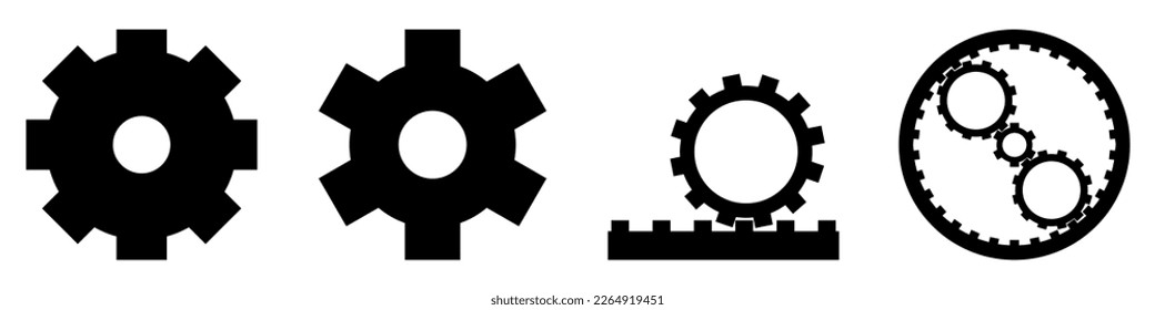 Gears set with different modern style isolated