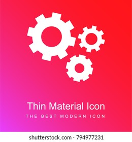 Gears set red and pink gradient material white icon minimal design