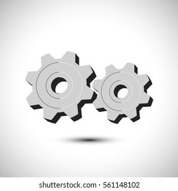Gears set Vector Illustration. 3D look. Monochrome Gears wheels.