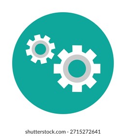 Engranajes que fijan el círculo de la rueda dentada. símbolo de icono de Vector