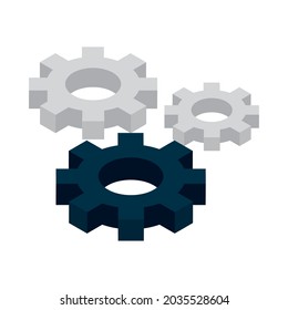 gears setting isometric icon isolated