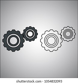 gears settingd fill and outline vactor icon