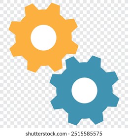 Gears or settings icon, stock vector. Two-tone version on Transparent background. EPS 10.