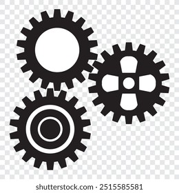 Gears or settings icon, stock vector. Two-tone version on Transparent background. EPS 10.