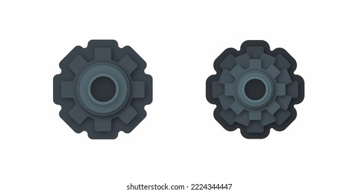 Gears settings vector illustration. Gear setting button, cogwheel repair, phone system app interface element.