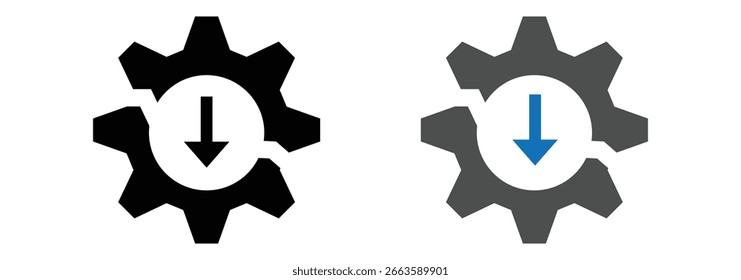 Engrenagens moldam ícones de linha. Ícone de engrenagem de máquina plana. Vetor de roda dentada. Elementos isolados de contorno simples. Engrenagem preta.
