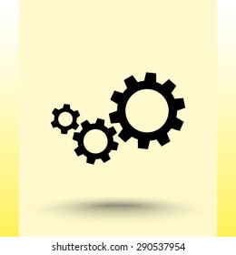 Gears sign icon, vector illustration. Flat design style 