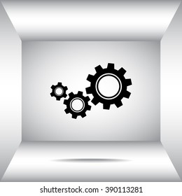 Gears sign icon, vector illustration. Flat design style 