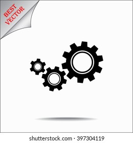 Gears sign icon, vector illustration. Flat design style 
