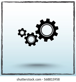 Gears sign icon, vector illustration. Flat design style 
