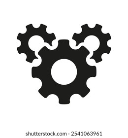 Gears Silhouette Icon for Settings and Configuration in Technical Support Services. Gear and Cog Icon for Maintenance, System Setup and Adjustment. Isolated Vector Illustration.