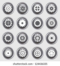 gears silhouette over buttons background. vector illustration