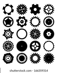 gears silhouette over white background