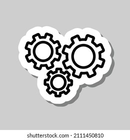 Gears simple icon vector. Flat desing. Sticker with shadow on gray background.ai