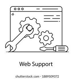 
Icono de Gears with spanner, diseño de línea de soporte web