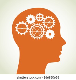 gears spin over beige background vector illustration 