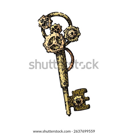 gears steampunk device hand drawn. clockwork anachronism, cogwheel steam, invention contraption gears steampunk device vector sketch. isolated color illustration