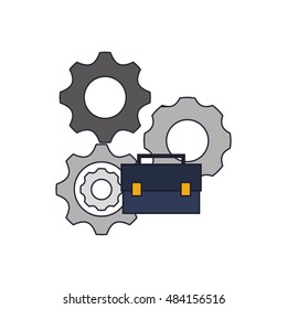 gears and suitcase icon