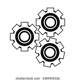 gears support cartoon vector illustration graphic design in black and white