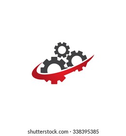 gears swoosh icon logo