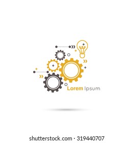 Gears symbol. Concept of motion and mechanics, connection and operation engineering design work. vector. 