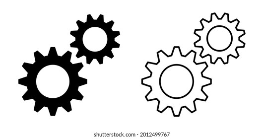 Gears symbol flat and outline icon
