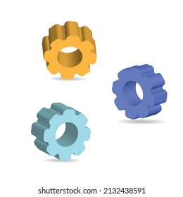 Gears symbol.  isolated on white background. 3d vector illustration.