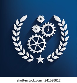 Gears symbol on blue background,clean vector