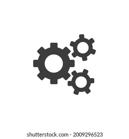 Gears System Icon Isolated on Black and White Vector Graphic