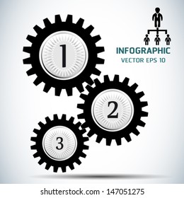 Gears teamwork template.Icon vector illustration.Infographics Number Options.Gear icon black.Business concept.