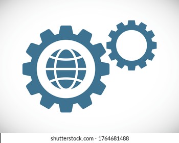 gears teamwork wirh earth concept icon