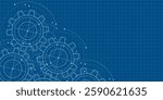 Gears. Technical drawing of gear .Engineering industry. Technology background. Vector illustration.