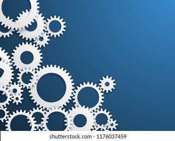 Gears technology background. Gear wheels, cogwheels industry mechanism. Engineering vector concept. Cogwheel mechanical, machine mechanism, cog part illustration