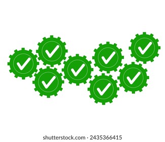 Engranajes con un tic
Iconos vectoriales de engranajes con una marca de verificación sobre un fondo blanco.
Engranajes verdes sí