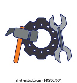 gears and tools icon cartoon vector illustration graphic design