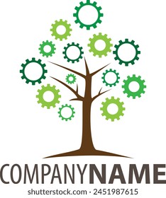 gears and tree logo, suitable for anything company logo