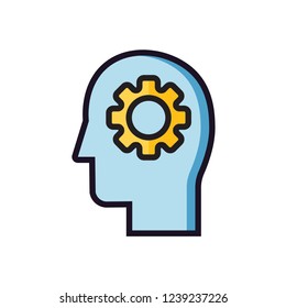 Gears user icon. Head with settings, configuration sign