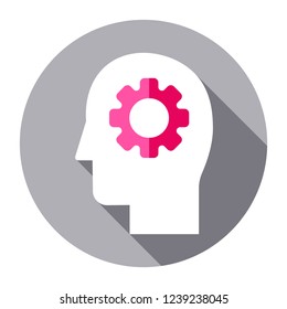 Gears user icon. Head with settings, configuration sign