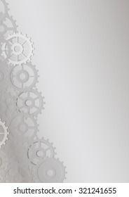 Gears of various shapes and sizes. Grey background for the blank. Proportions of the standard vertical form.Vector Image.