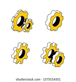 Gears Vector 3d isometric, color web icon, new flat style. Creative illustration design, idea for infographics.