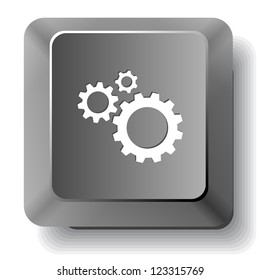 Gears. Vector computer key.