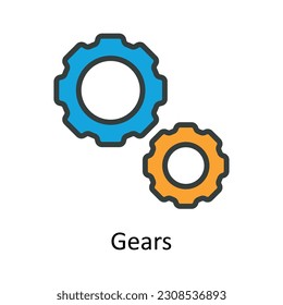 Gears Vector Fill outline Icon Design illustration. Seo and web Symbol on White background EPS 10 File