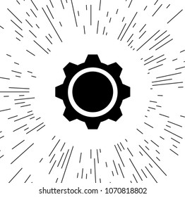 gears vector icon against the background of the rays