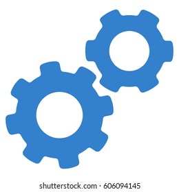 Gears vector icon. Flat cobalt symbol. Pictogram is isolated on a white background. Designed for web and software interfaces.